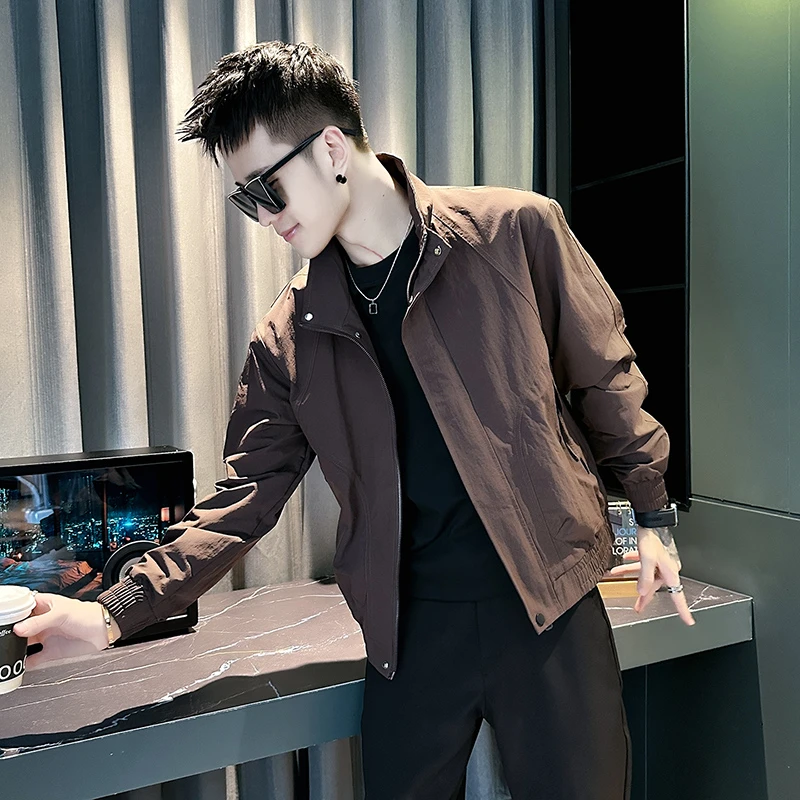 男士外套春秋季潮牌立领男装上衣2025新款网红洋气炸街高级感夹克