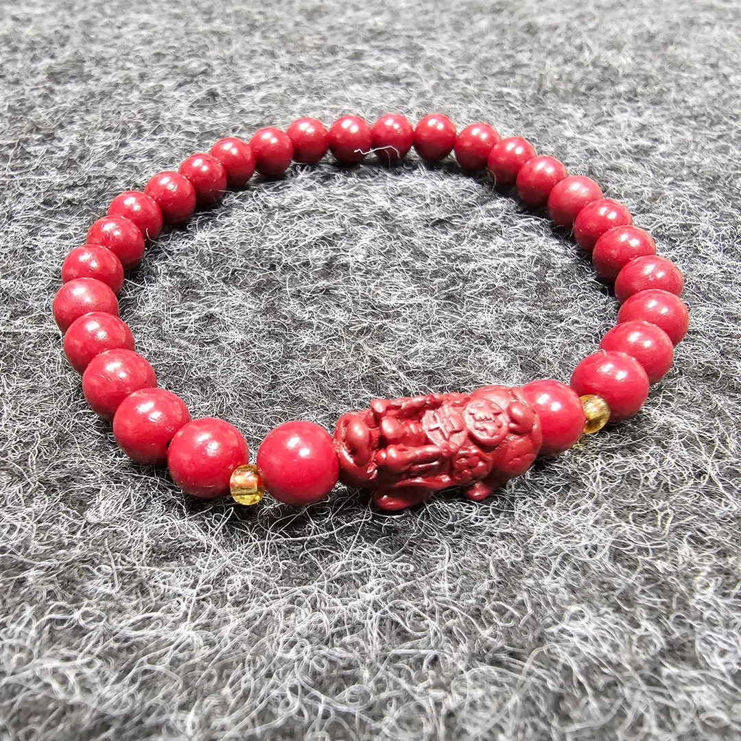 含辰砂工艺品【珍藏】朱砂辰砂鸿运当头貔貅手串卡6 惊喜6-mfk