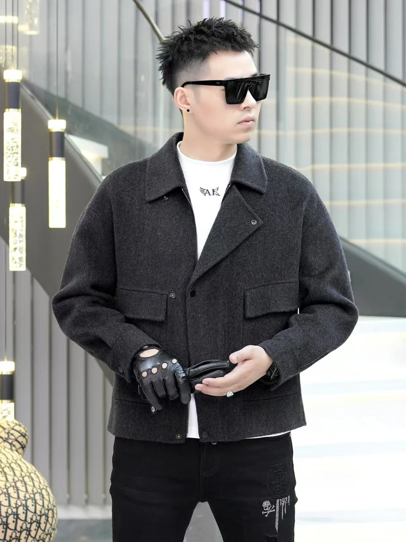 男士短款毛呢外套666
