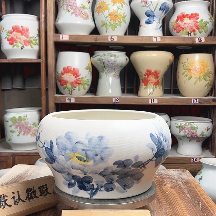 摆件口25兰兰牡丹新款陶瓷陶瓷