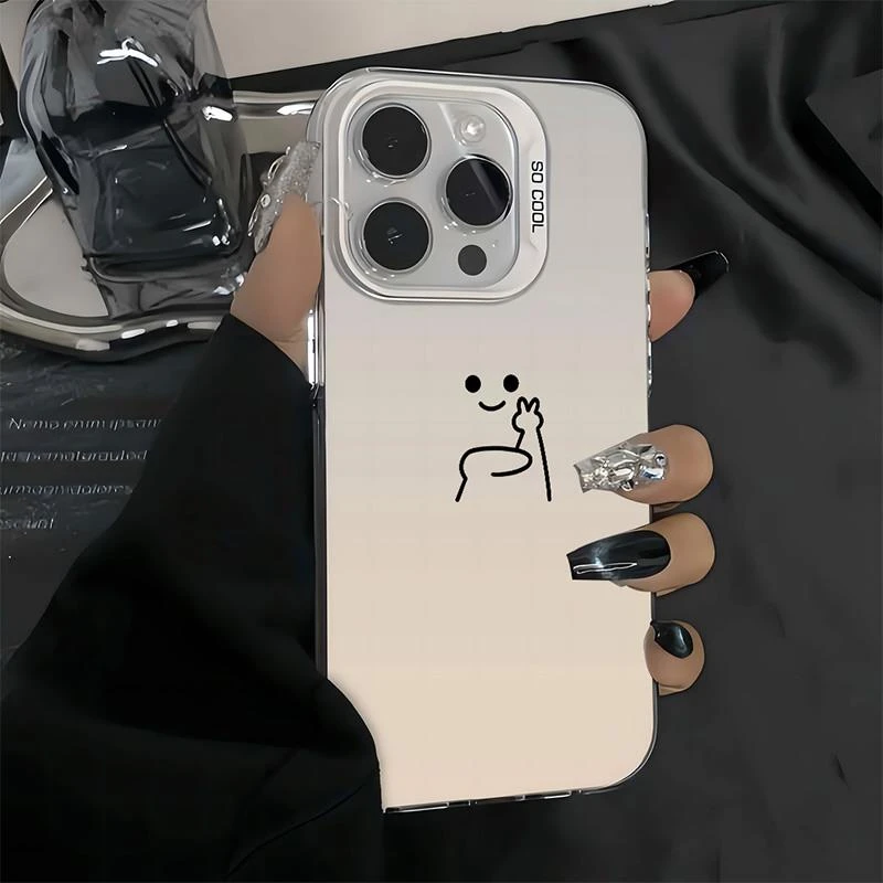 比耶小人苹果16手机壳iphone15promax2024新款plus高级14全包13mi