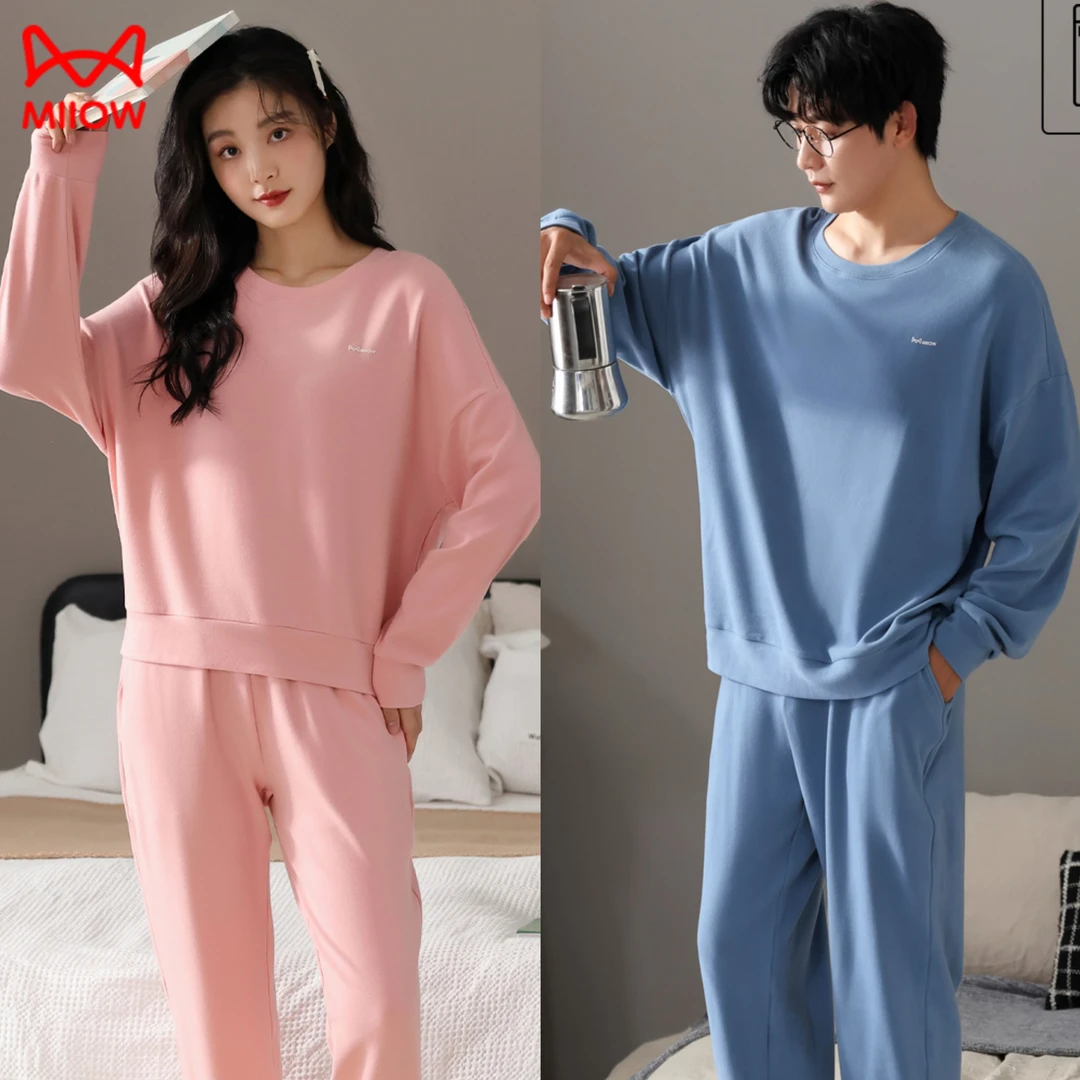 猫人加厚保暖弹力棉秋冬新款运动风婴儿棉情侣可外穿家居服套装HY