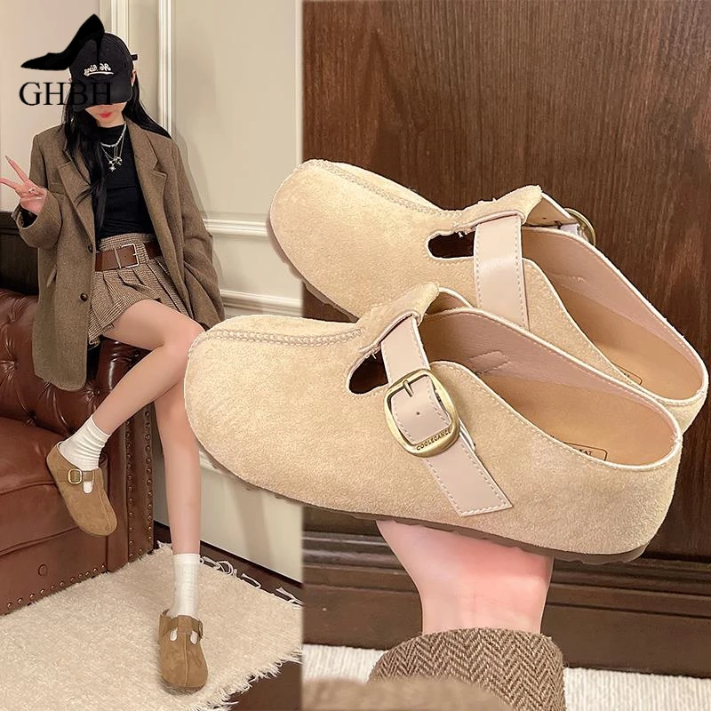 勃肯鞋包头半拖鞋子女秋季外穿2025新款超火穆勒单鞋一脚蹬懒人鞋