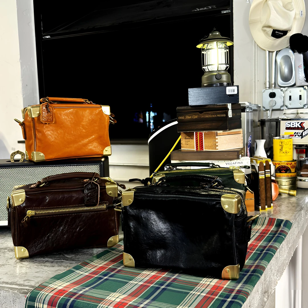 硬野 门店款 1900 意大利马皮高级轻奢盒子包23*16