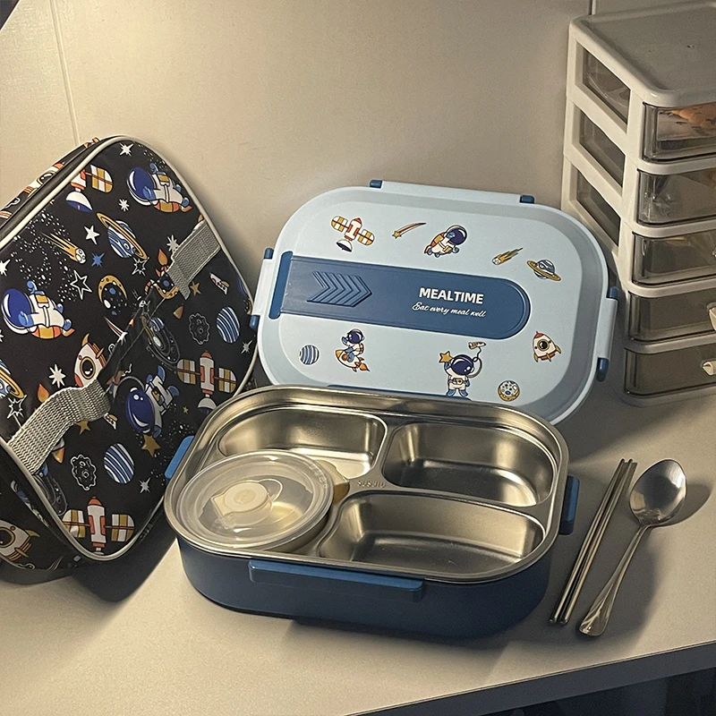 儿童饭盒小学生专用保温餐盘不锈钢上班族大容量分格餐盒便当盒