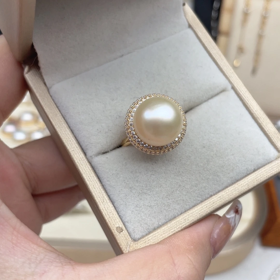银S925镶嵌戒指海水珍珠Q21