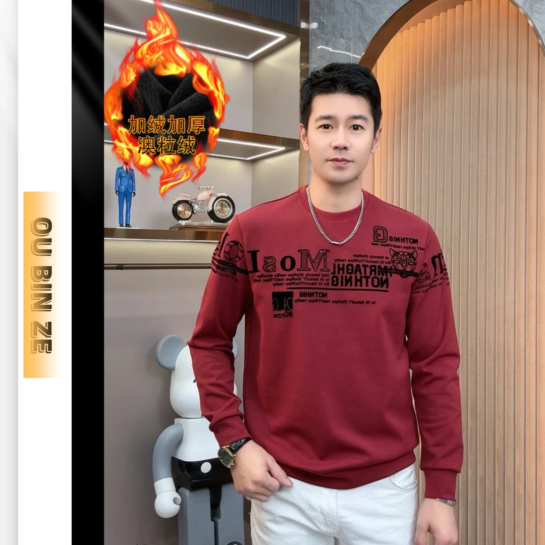 新 欧彬泽【虎啸】欧货长袖卫衣秋冬男装圆领休闲时尚百搭M5125W