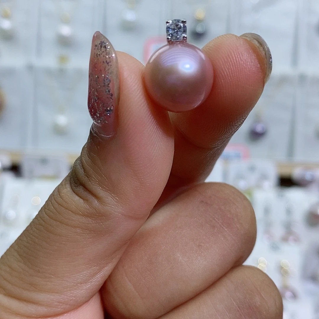 淡水珍珠银S925镶嵌吊坠(赠链)