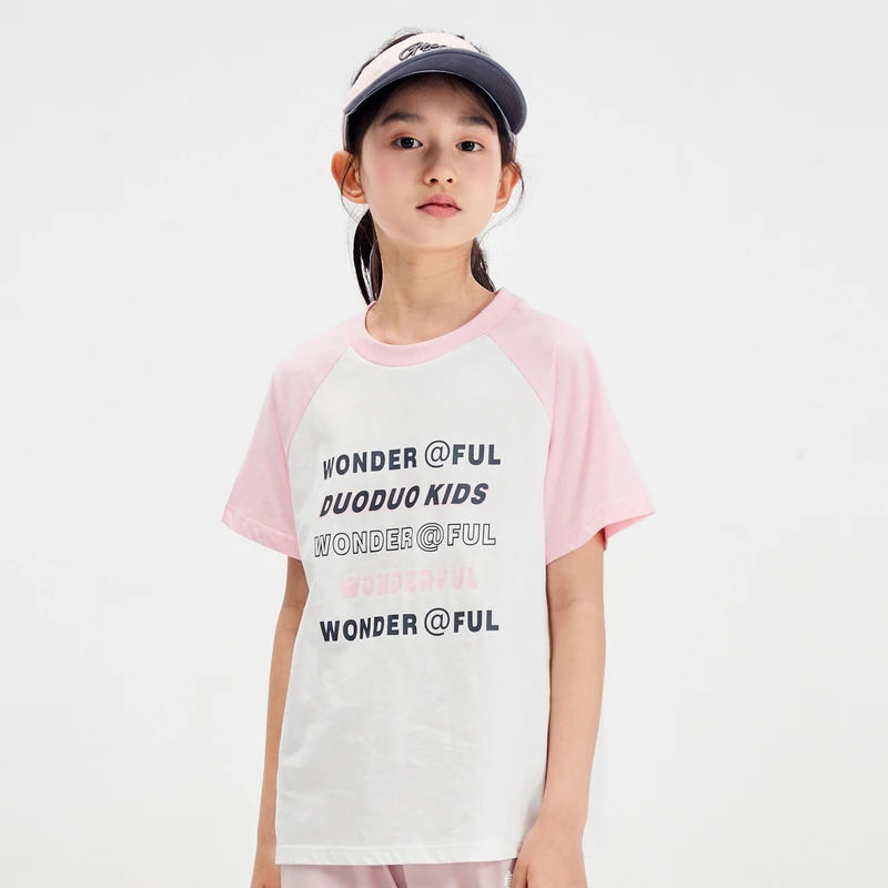 多多一上女中大童透气亲肤环保印花短袖T（140-170码）2121A22X
