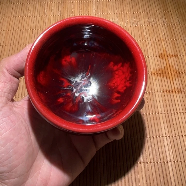 茶盏牛血红建盏高端主人杯