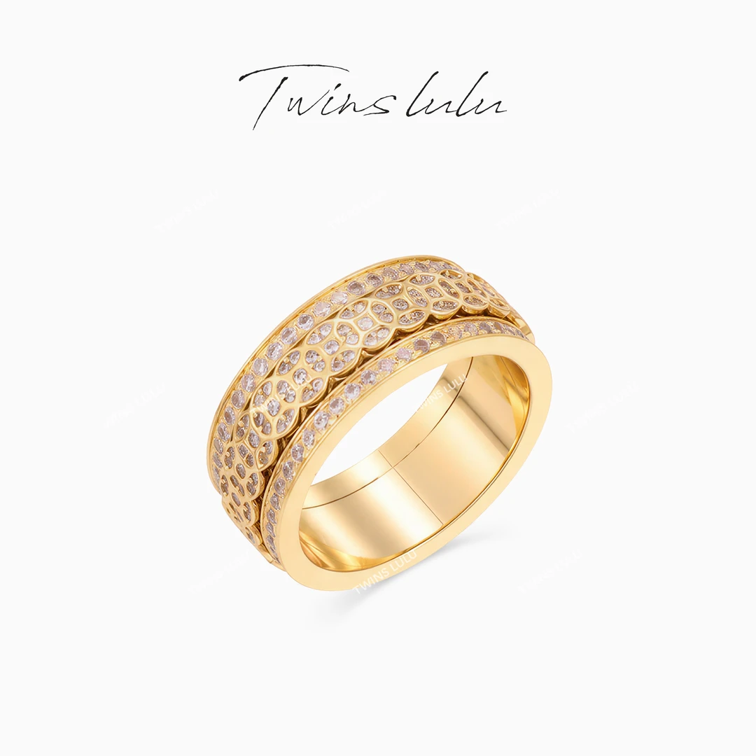 TWINS LULU 镀K金【铜钱环】时尚轻奢中国风铜钱戒指TSS6938