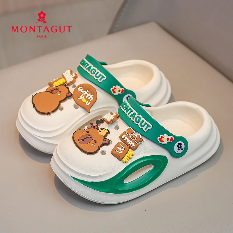 梦特娇儿童拖鞋男童洞洞鞋6-12岁夏季潮款中大童防滑运动沙滩凉鞋