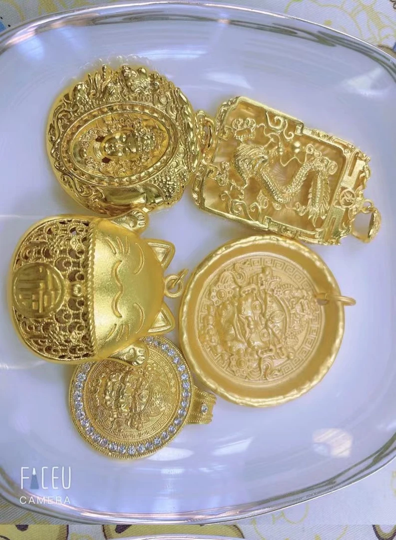 直播间选款镀真金配饰配件吊坠通孔保色不掉色滴油法郎彩色
