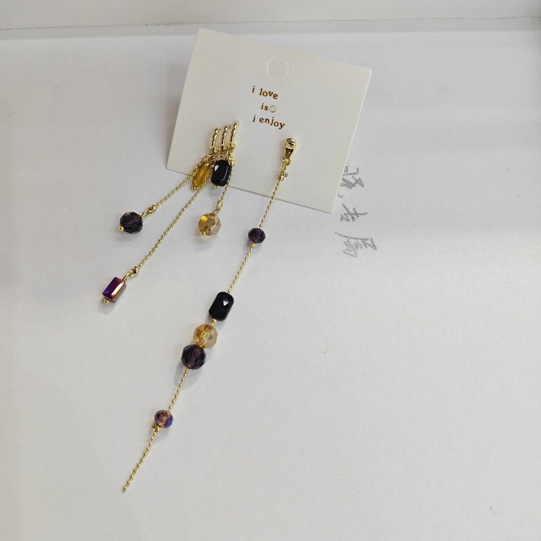 铜合金仿水晶耳饰 AB流苏耳线Y031 xy