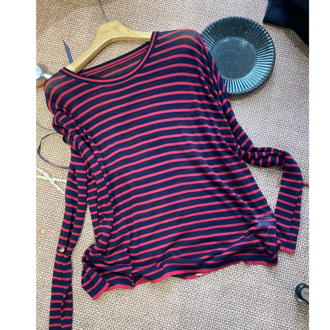 【no退no换 谨慎下单】圆领条纹长袖T恤 66G37