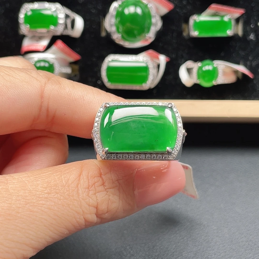 翡翠银S925镶嵌戒指编号2251没运费险