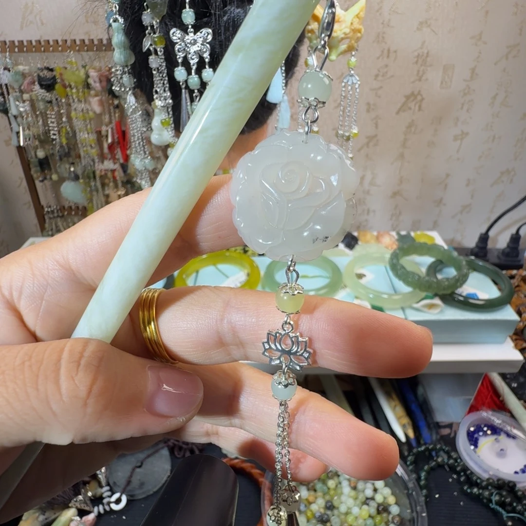 未镶嵌岫玉发饰福利款两个包邮