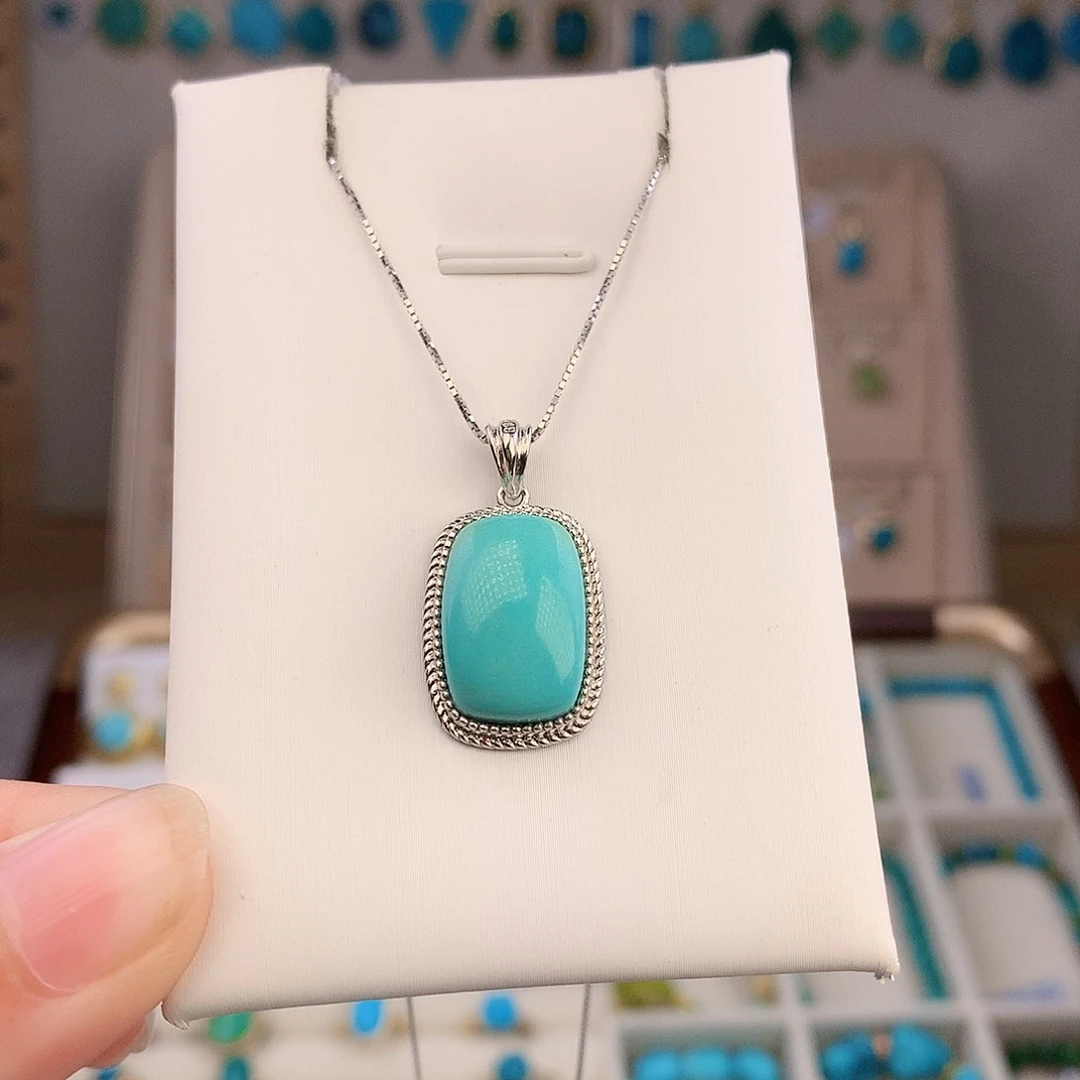 绿松石银S925镶嵌颈饰