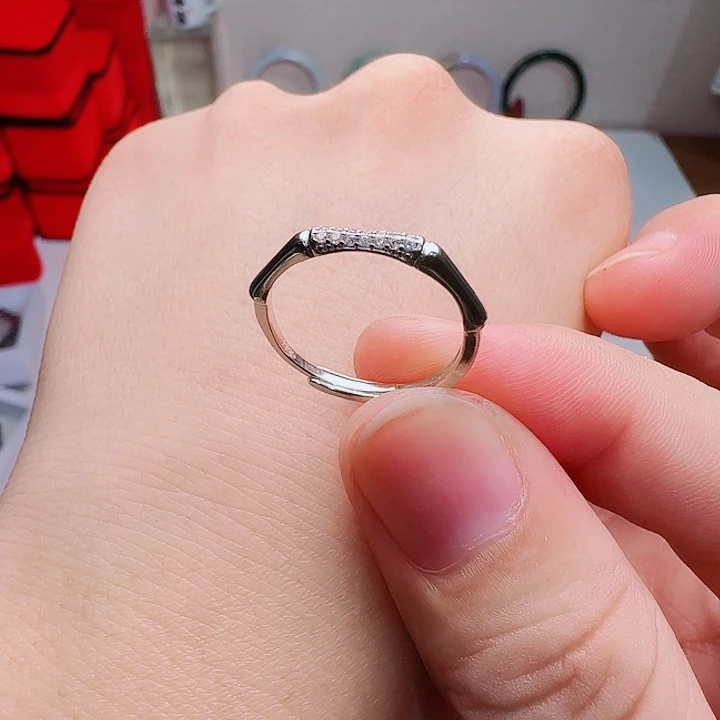 银S925镀金镶嵌天然锆石戒指