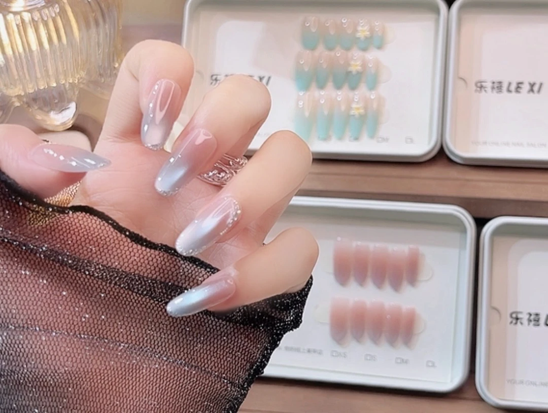 【海盐冰晶】纯手工可拆卸穿戴猫眼美甲贴片四季流行款式（无收纳盒）