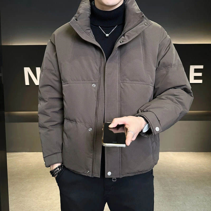 男士休闲羽绒服短款冬季潮流新款高级感简约立领保暖加厚外套冬装