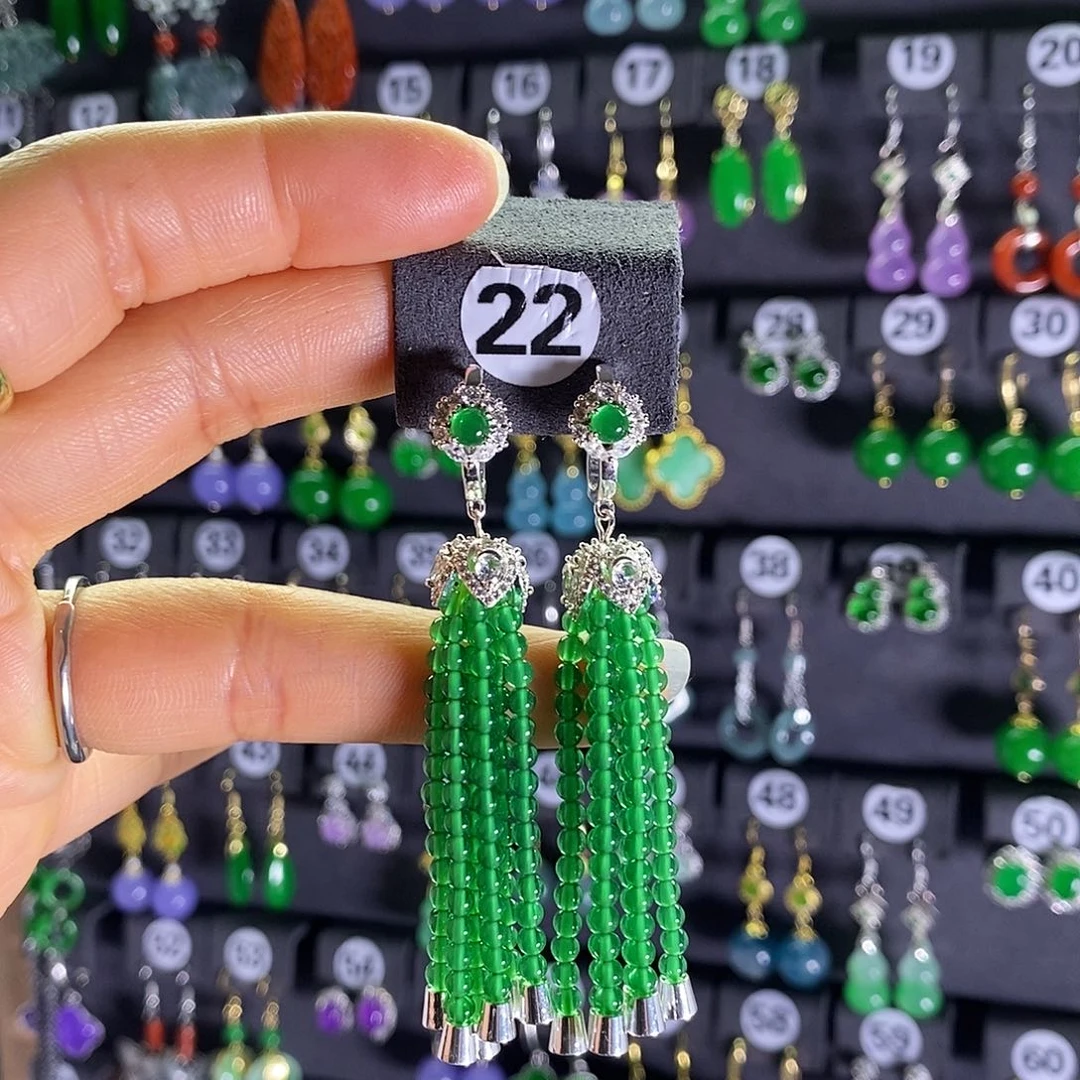 银S925镶嵌翡翠耳饰22