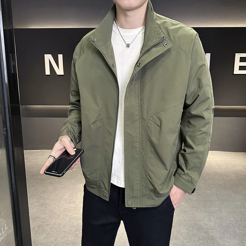 春秋季立领潮流休闲宽松夹克外套男士短款风衣工装褂子上衣服男装