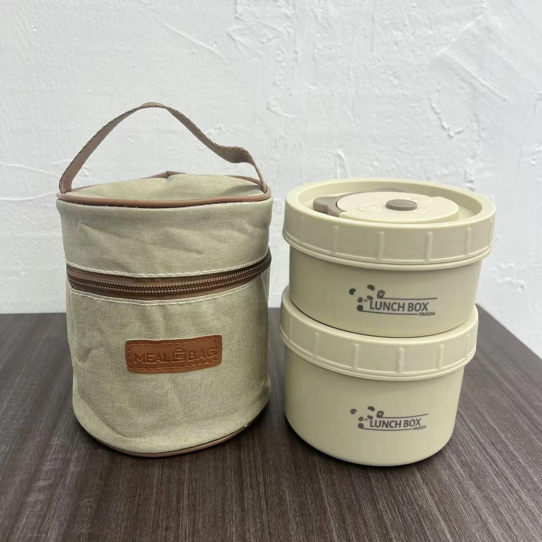 【带保温袋】可爱熊不锈钢保鲜盒一大一小野餐餐具【汤姆粉丝专属】