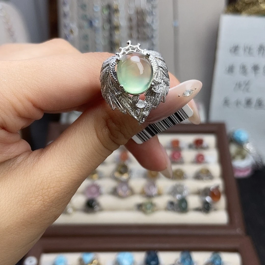 水晶戒指银S925镶嵌古****神葡萄石天使