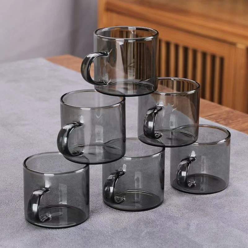 潮流高硼硅玻璃小茶杯带把透明创意耐热品茗杯个性轻奢功夫茶具