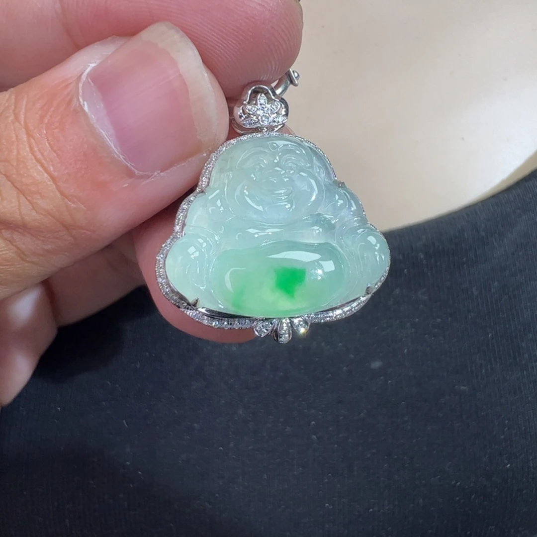 翡翠18K金镶嵌吊坠(不含链)