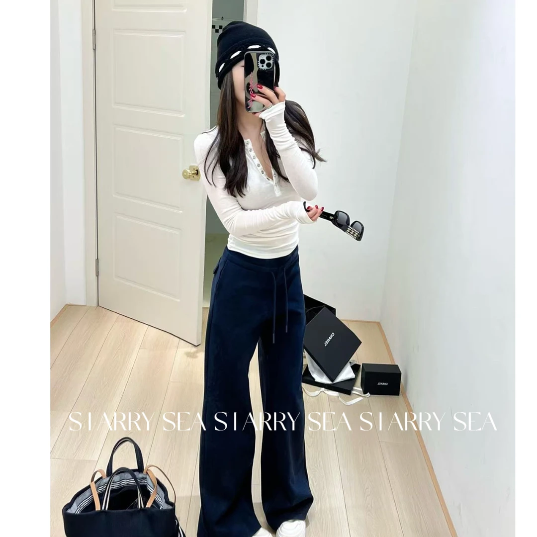 PP福利 半开领显瘦修身T 抽绳直筒休闲裤套装#PP0182TZ