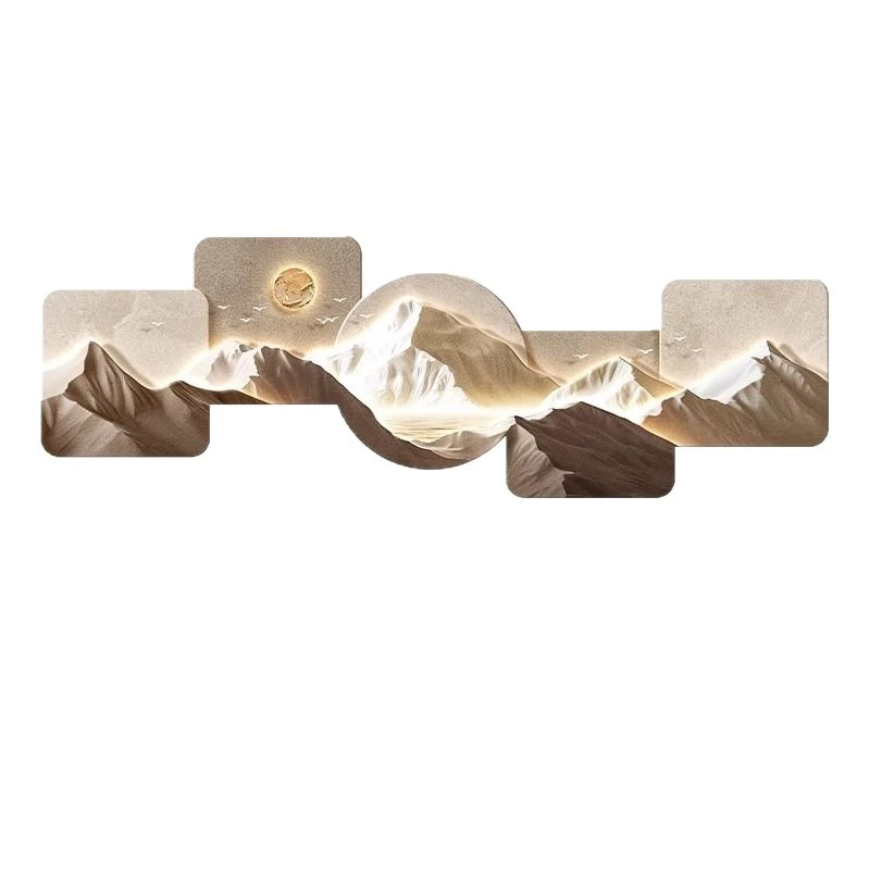 背有靠山客厅装饰画现代简约山水壁画灯轻奢高级感沙发背景墙挂画