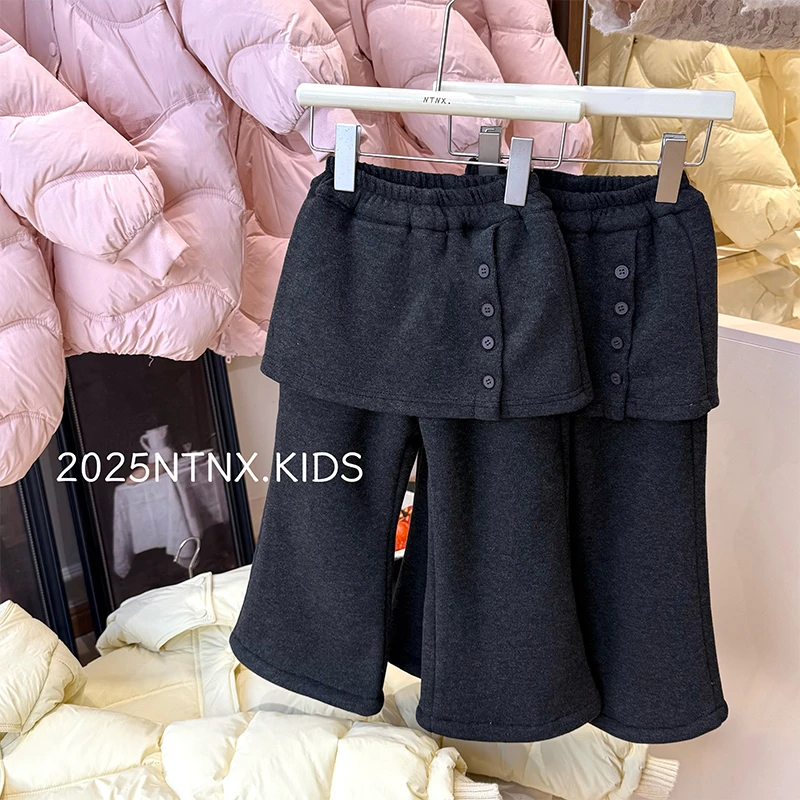 女童葵花绒扣子版屁帘微喇裤Q2502183-1