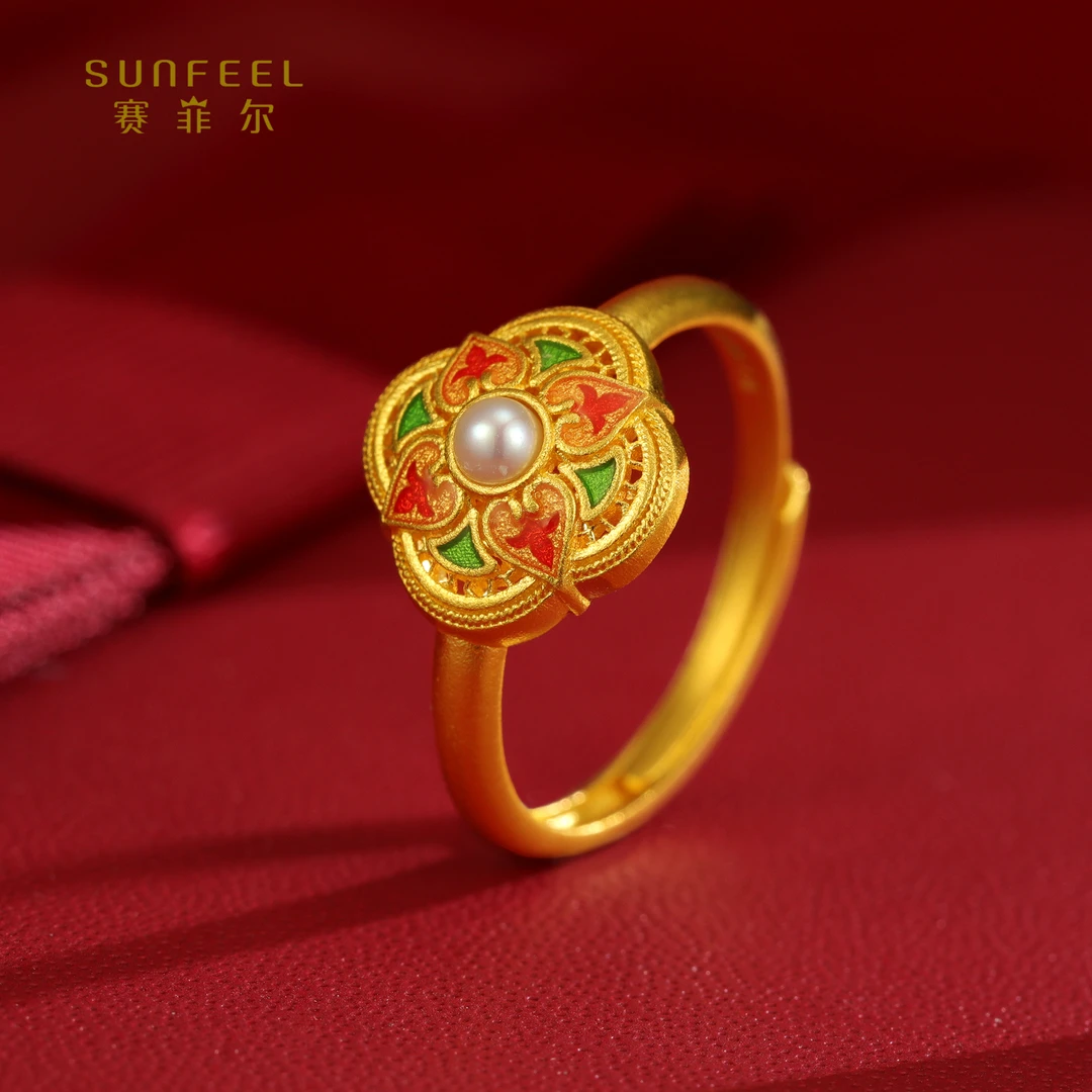 SUNFEEL/赛菲尔【授权店】足金精炫金传世珍宝圆形戒指HJ08010852