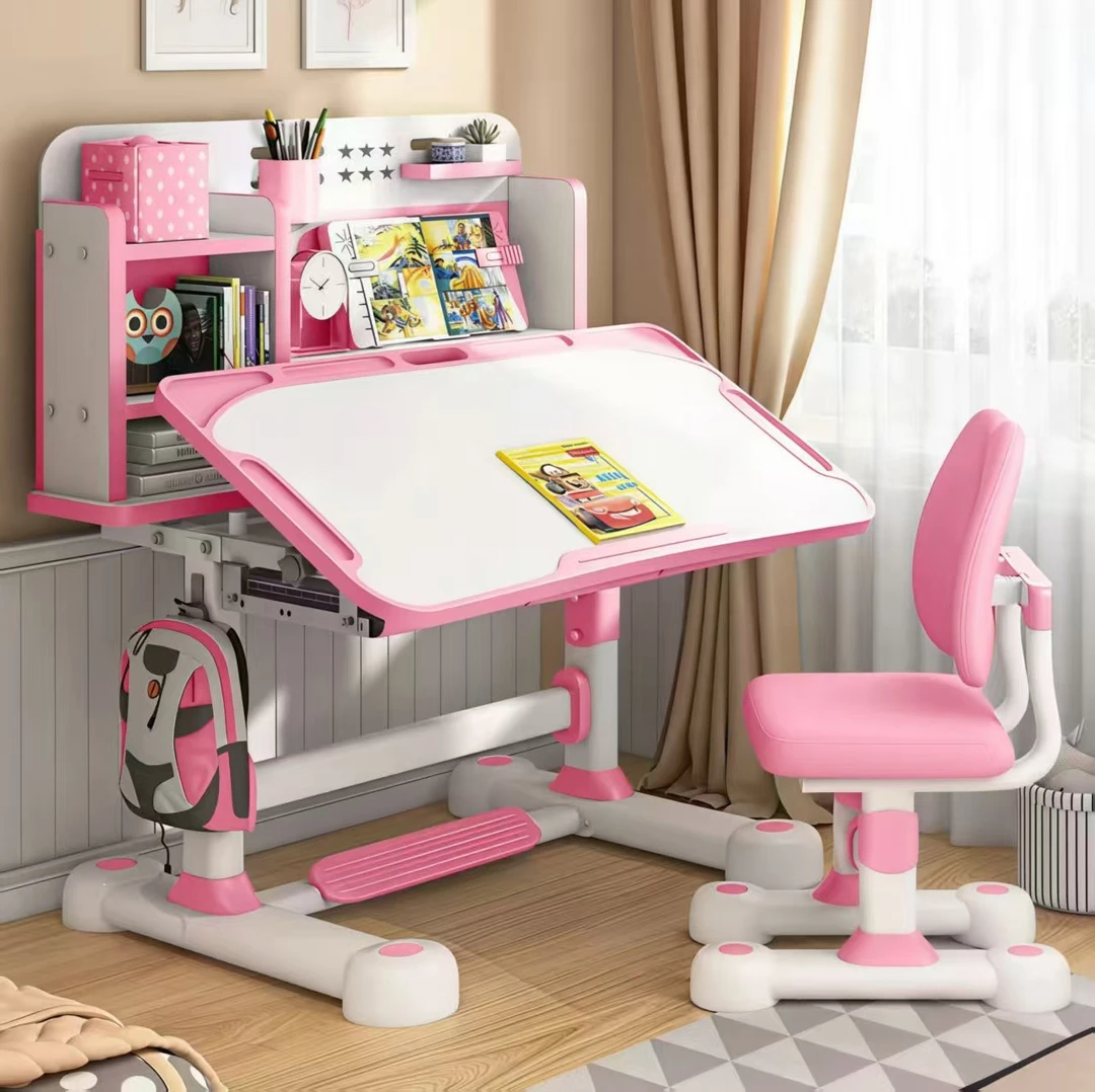 【工厂直销】可升降矫姿护脊儿童学习桌椅子书架写字桌作业桌写字台
