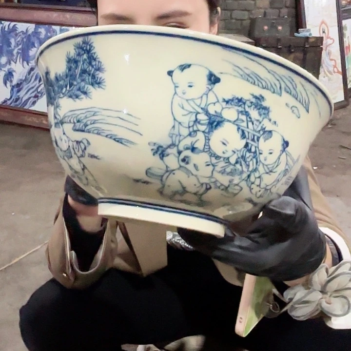 其他陶景德镇高温陶瓷7寸碗黄希希娃娃画片