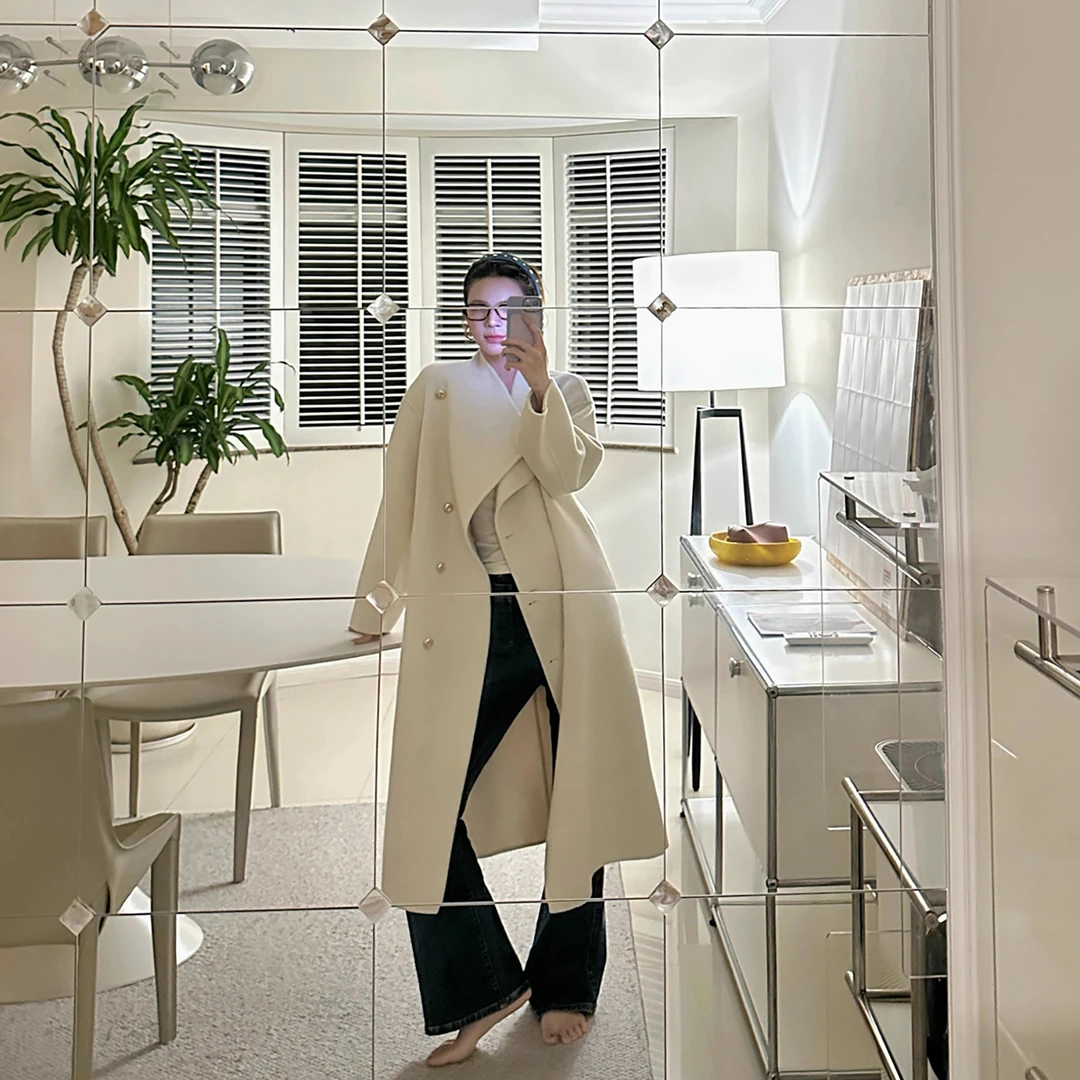 珐悦100羊毛大衣女2025立领温柔长款加厚显瘦宽松洋气冬双面外套