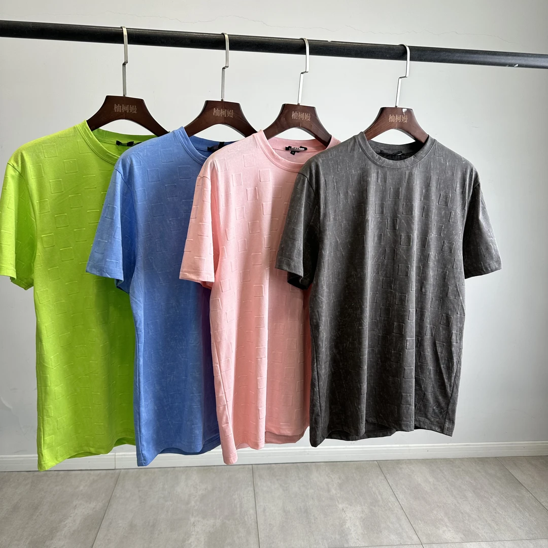 外贸欧美立体压印男士夏季圆领T恤透气汗衫百搭休闲上衣半袖8267