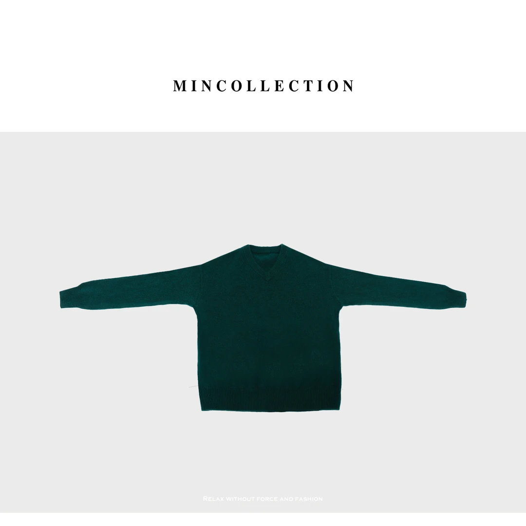 DE Mincollection墨绿针织/定制定染小众色高捻细羊毛针织衫40274