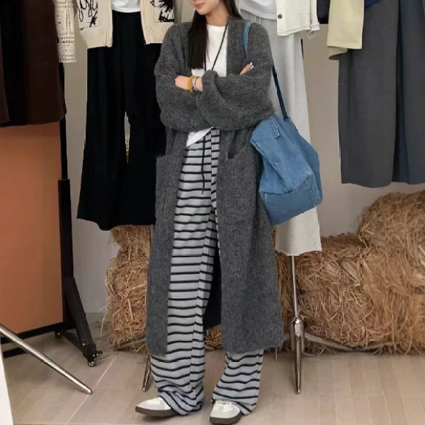 PH51888秋季新款时尚百搭宽松大气通勤长款休闲慵懒风外套女款