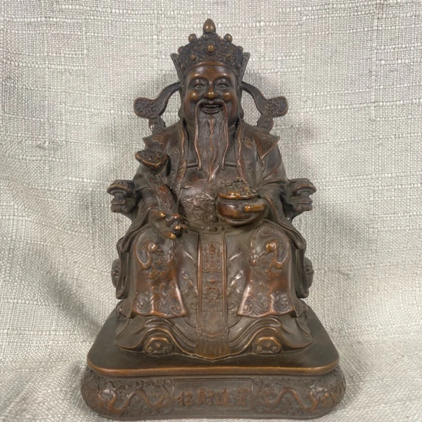 当代仿制铜制关二爷财神像工艺品高14.5宽10厘米重1047克