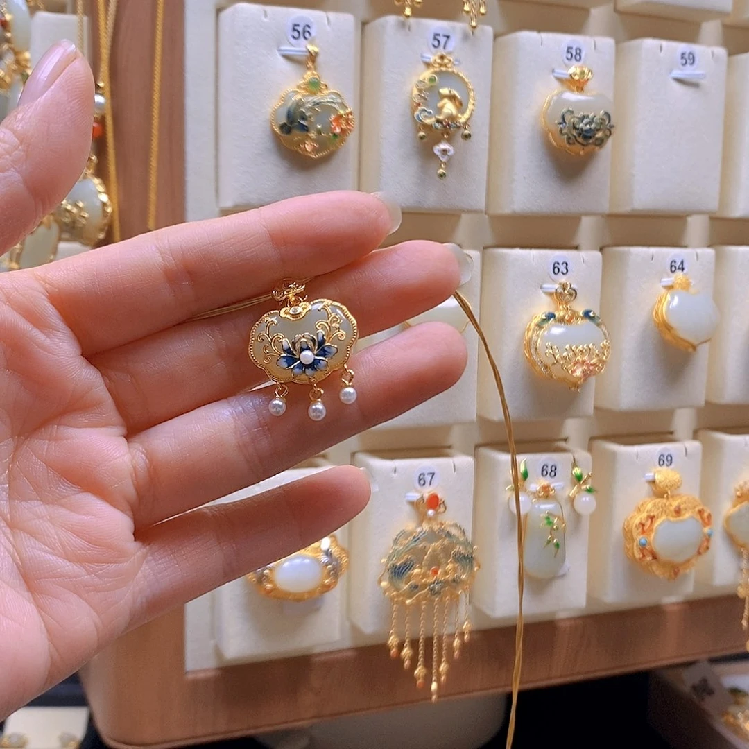 和田玉银S925镶嵌颈饰