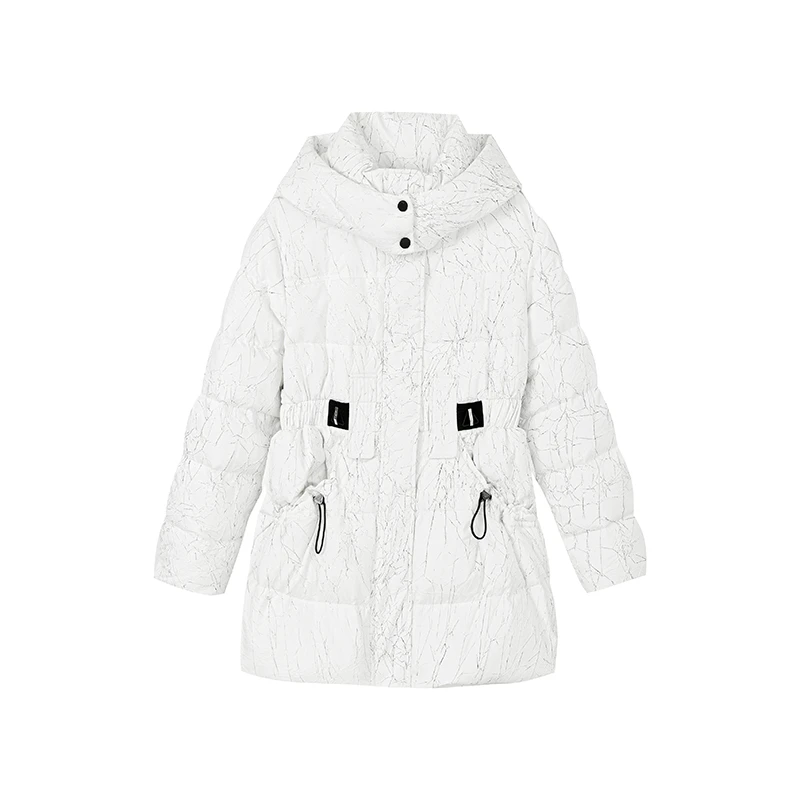 【柠檬专属】气质休闲松紧收腰鹅绒服肌理感线条加厚外套X10BYS8727