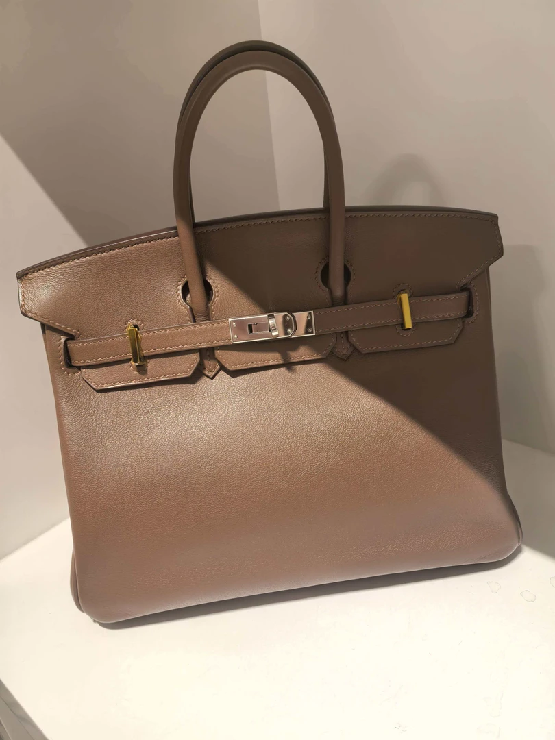 99新 Hermes/爱马仕  棕色银扣Birkin25 框M刻/一店/17500713