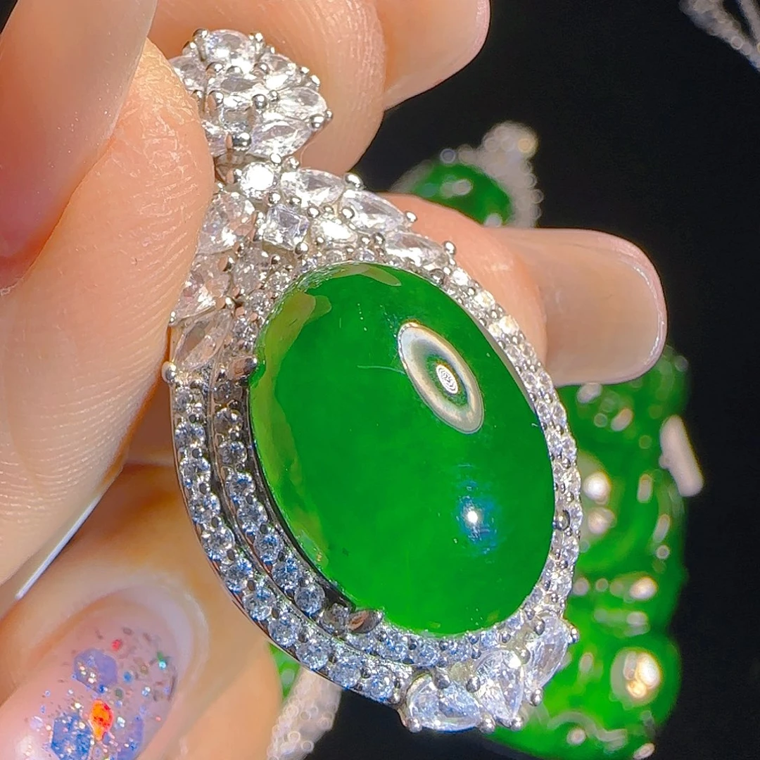 翡翠吊坠(赠链)银S925镶嵌