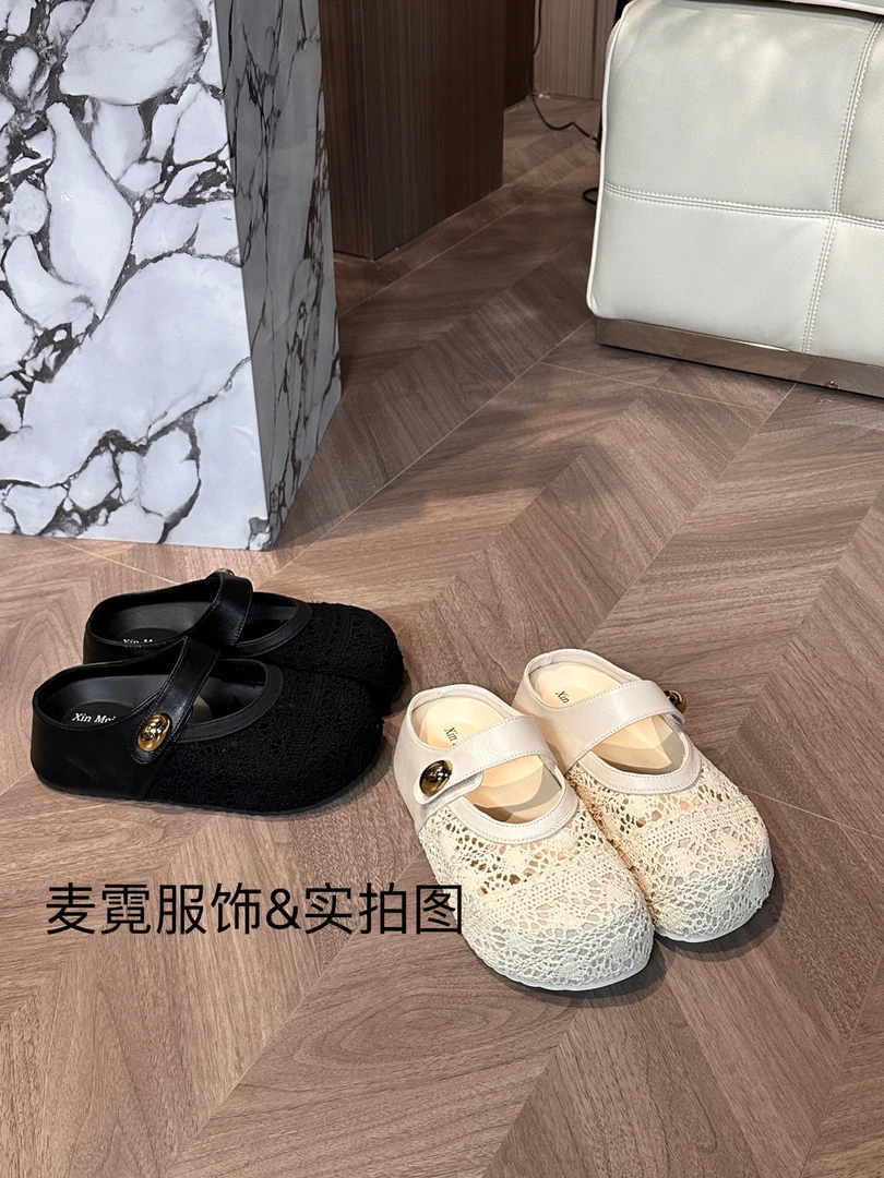 【麦霓严选】镂空蕾丝平跟包头日常包头拖凉拖
