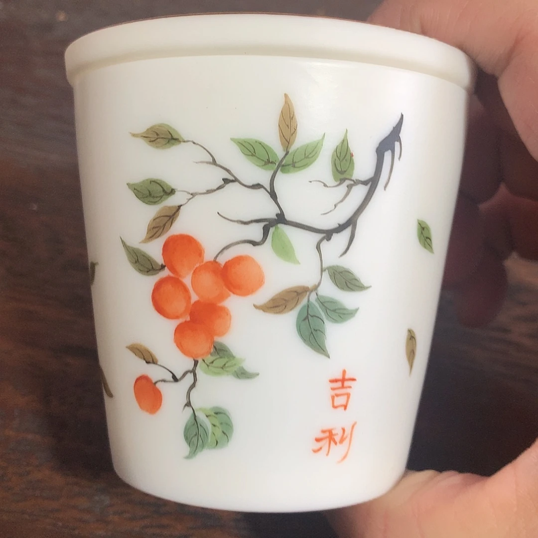 冰种素烧手绘可乐杯