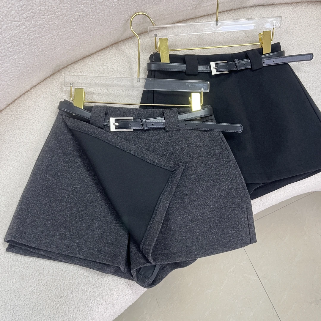 高品质显瘦呢料百搭裤裙-H1966