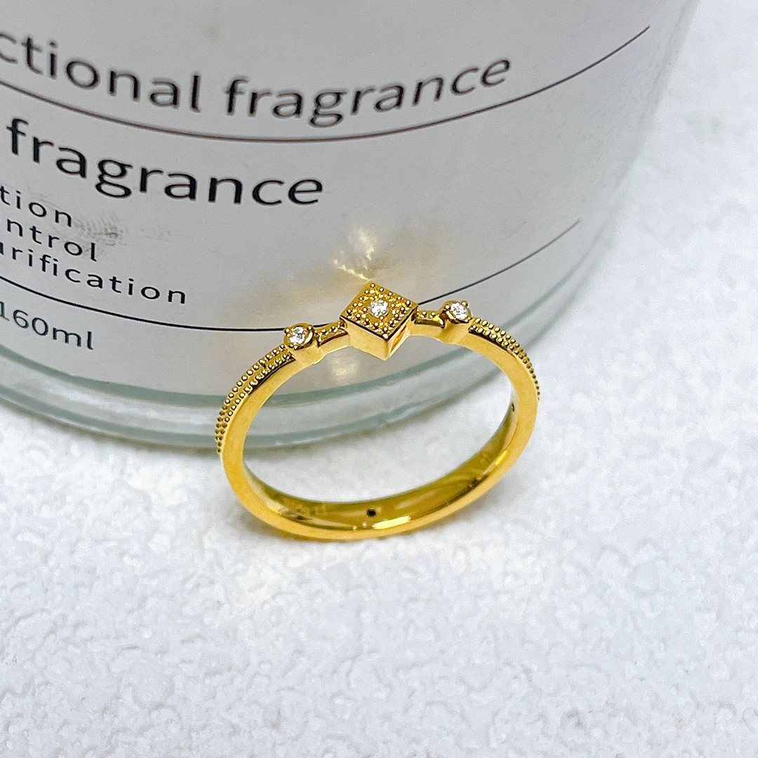 足金999公主方钻戒指6D轻奢气质时尚小众简约精致镶嵌